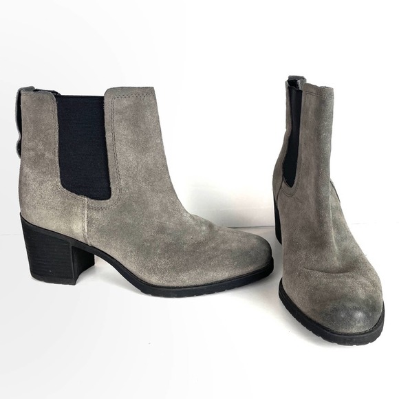 Sam Edelman Gray Suede Block Heel Ankle Boots - Picture 2 of 8
